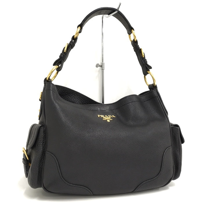 Prada Shoulder Bag Leather Black