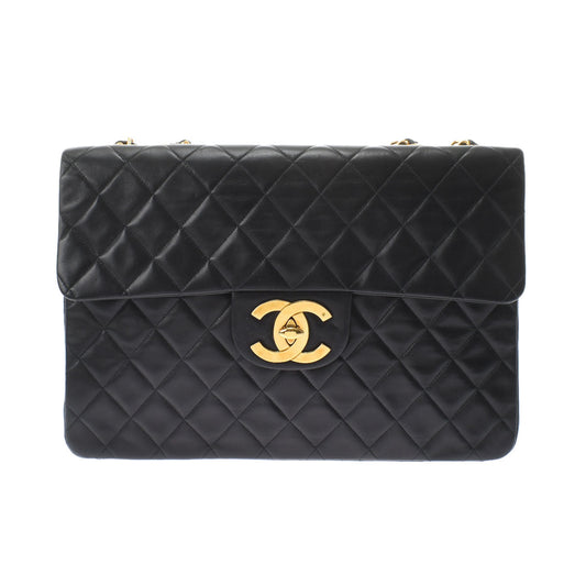 Chanel Matelasse Deca Matelasse Chain Shoulder 34cm Black Gold Hardware Lambskin Shoulder Bag