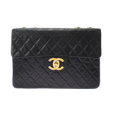 Chanel Matelasse Deca Matelasse Chain Shoulder 34cm Black Gold Hardware Lambskin Shoulder Bag