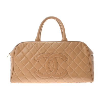 Chanel Mini Boston Beige Gold Hardware Caviar Skin Boston Bag