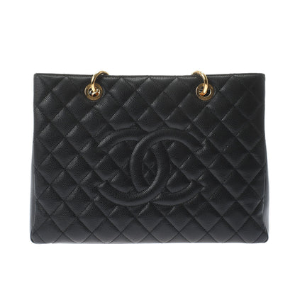 Chanel Matelasse Gst Black Gold Hardware Caviar Skin Tote Bag