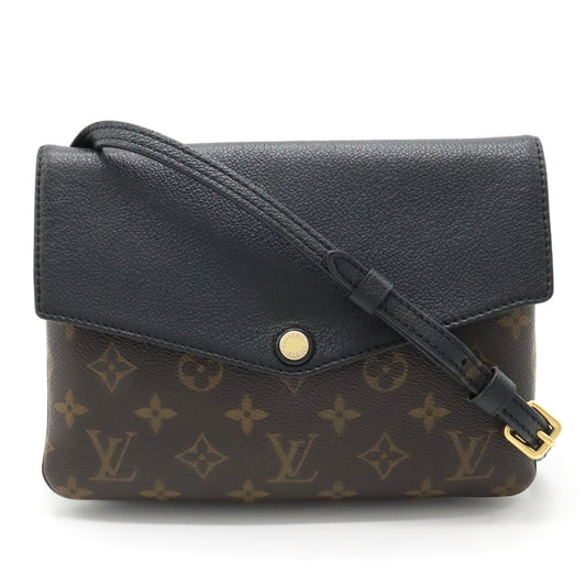 Louis Vuitton Monogram Twice Shoulder Bag Pochette Diagonal Noir Black