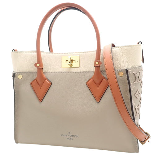 Louis Vuitton On My Side MM Shoulder Monogram Grain Calf Leather Creme