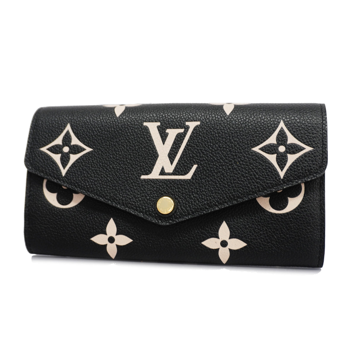 Louis Vuitton Bifold Long Wallet Monogram Implant Portefeuille Sarah Black