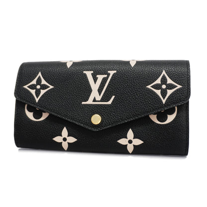 Louis Vuitton Bifold Long Wallet Monogram Implant Portefeuille Sarah Black