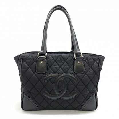 Chanel Tote Bag Cocomark Nylon Leather Quilting Black