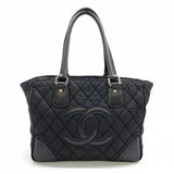 Chanel Tote Bag Cocomark Nylon Leather Quilting Black