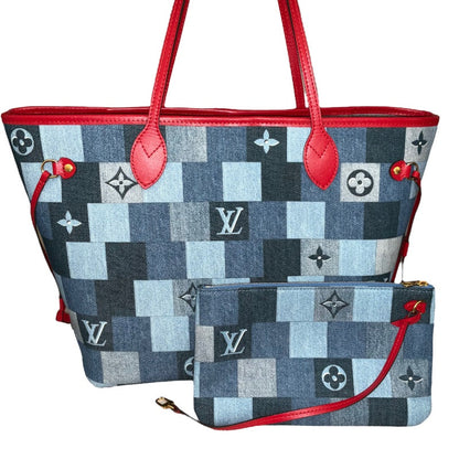 Louis Vuitton Neverfull MM  Blue Tote Bag