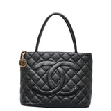 Chanel Coco Mark Handbag Tote Bag Black