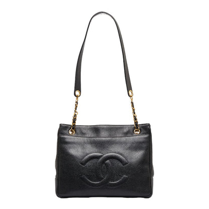 Chanel Deca Coco Mark Chain Tote Bag Shoulder Bag Black