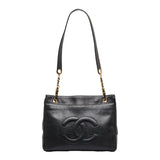 Chanel Deca Coco Mark Chain Tote Bag Shoulder Bag Black
