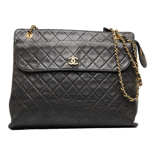 Chanel Coco Mark Chain Tote Bag Lambskin Black Gold