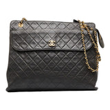 Chanel Coco Mark Chain Tote Bag Lambskin Black Gold
