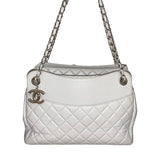 Chanel Matelasse Chain Tote Bag Light Gray Silver