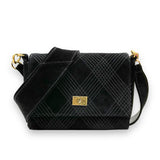 Chanel Stitch Shoulder Bag Matte Gold Hardware Black