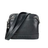 Chanel Chain Shoulder Bag Silver Hardware Black