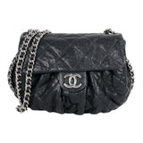 Chanel Chain Shoulder Bag Silver Hardware Black