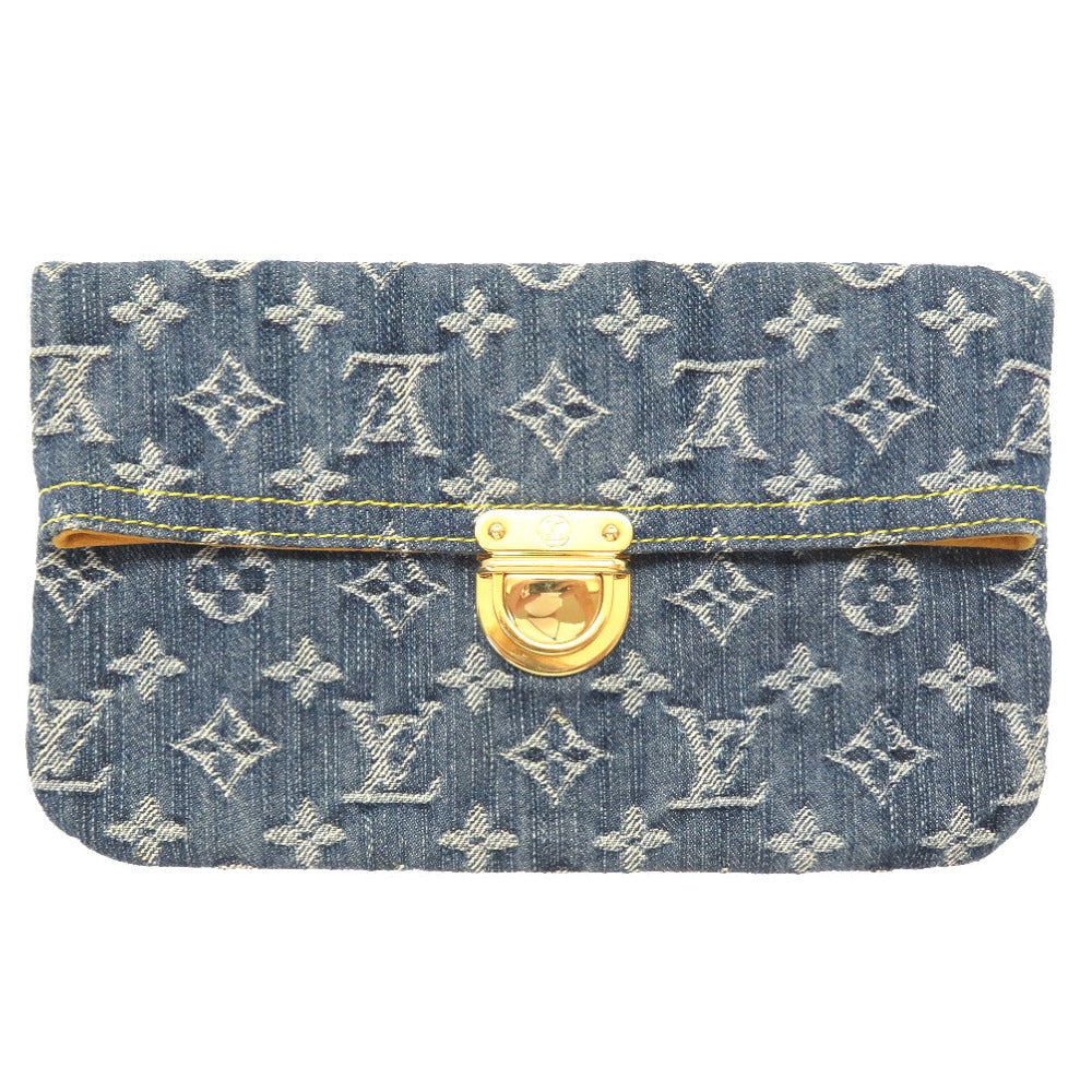 Louis Vuitton Monogram Denim Pochette Plat Clutch Bag Blue