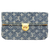 Louis Vuitton Monogram Denim Pochette Plat Clutch Bag Blue