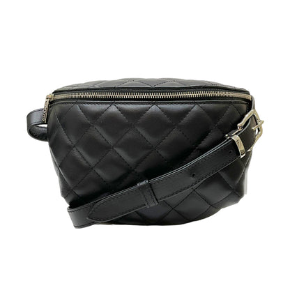 Chanel Waist Bag Silver Hardware Body Bag Black