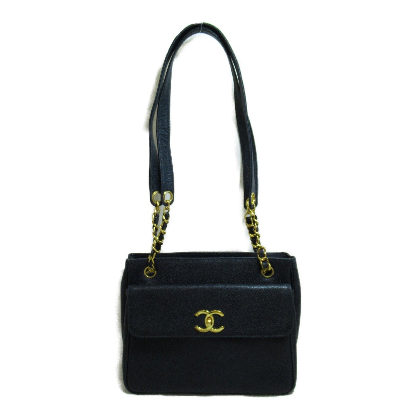 Chanel Chain Shoulder Bag Caviar Skin Navy