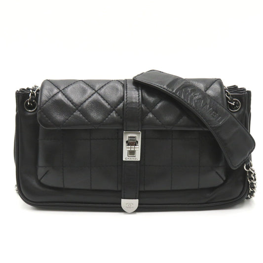 Chanel Chain Shoulder Bag Leather Black