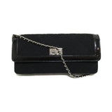 Chanel Chain Shoulder Bag Cotton Enamel Black