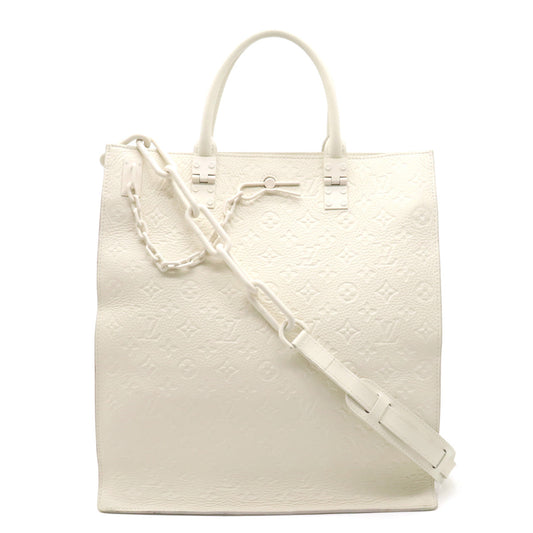 Louis Vuitton Monogram Sac Plat Empreinte Leather Tote White