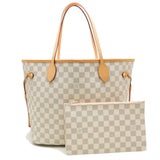Louis Vuitton Damier Azur Neverfull MM Rose Ballerine Tote Bag