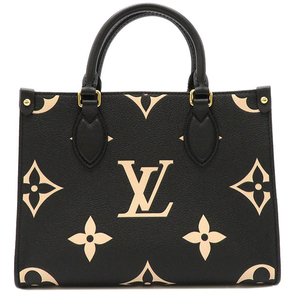 Louis Vuitton 2WAY Bag On The Go PM Tote Shoulder Bag Black x Beige