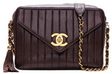 Chanel Mademoiselle Chain Shoulder Bag Lambskin Brown Gold Hardware