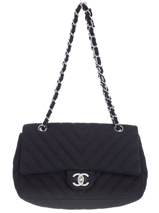 Chanel V Stitch Chain Shoulder Bag Black