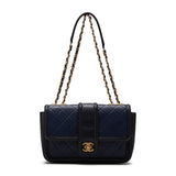 Chanel Chain Calfskin Gold Hardware Mini Shoulder Bag Navy Black