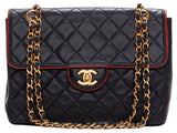 Chanel Matelasse Chain Shoulder Bag Lambskin Black Red