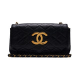 Chanel Matelasse Chain Lambskin Shoulder Bag Black