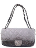 Chanel Black Gray Leather Matelasse Gradient Chain Shoulder Bag