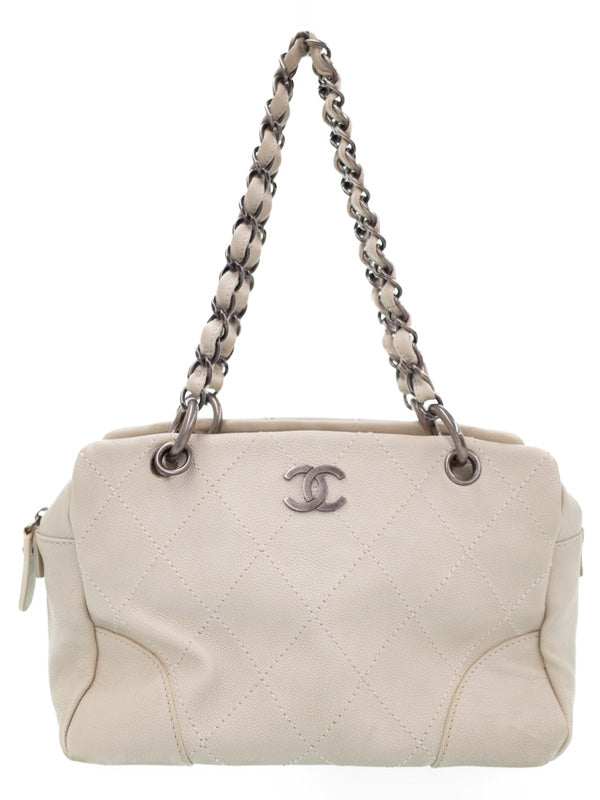 Chanel Wild Stitch Chain Shoulder Bag Ivory