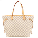 Louis Vuitton Damier Azur Neverfull MM Tote Bag Rose Ballerine