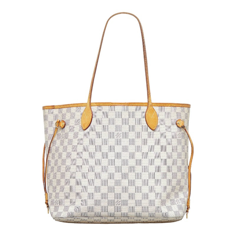 Louis Vuitton Damier Azur Neverfull MM Tote Bag Shoulder Bag White