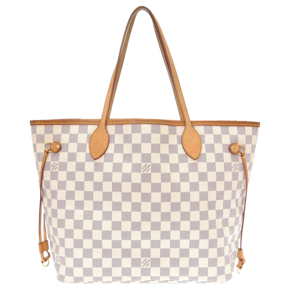 Louis Vuitton Damier Neverfull MM Azure Tote Bag white