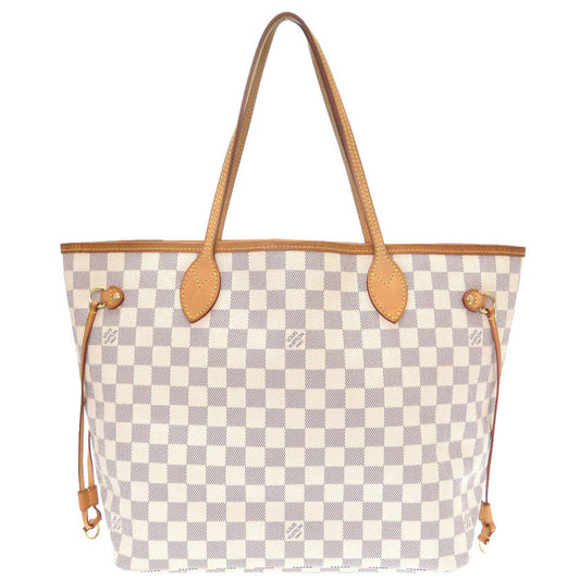 Louis Vuitton Damier Neverfull MM Azure Tote Bag white