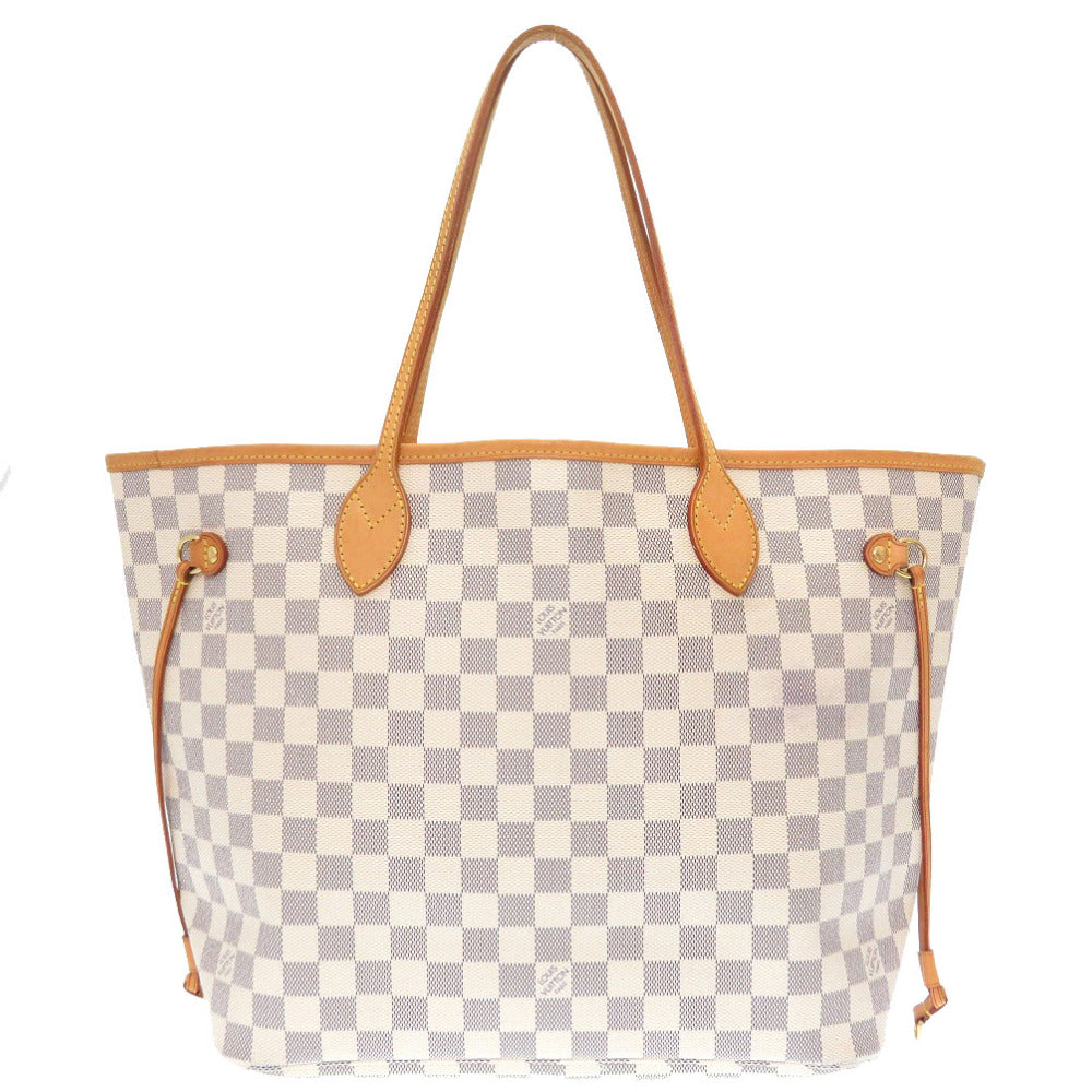 Louis Vuitton Damier Azur Neverfull MM Tote Bag white