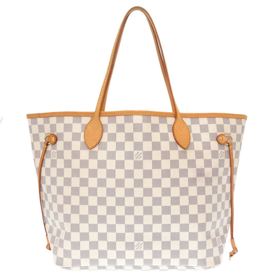 Louis Vuitton Damier Azur Neverfull MM Tote Bag white