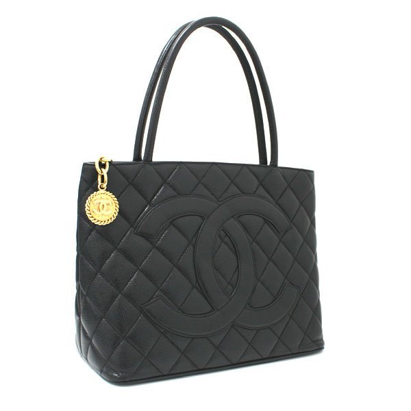 Chanel Tote Bag Caviar Skin Black GP Fittings