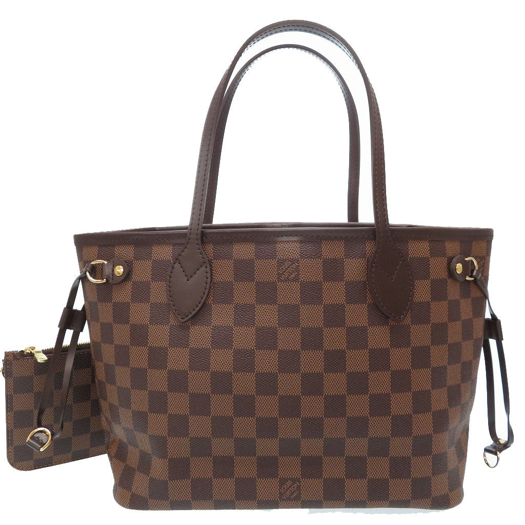 Louis Vuitton Damier Neverfull PM Pouch Tote Bag Brown