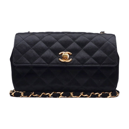 Chanel Mini Matelasse Single Flap Chain Satin Black