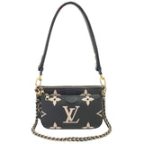 Louis Vuitton Multi Pochette Accessoires Bag Monogram Implant Leather Black Creme