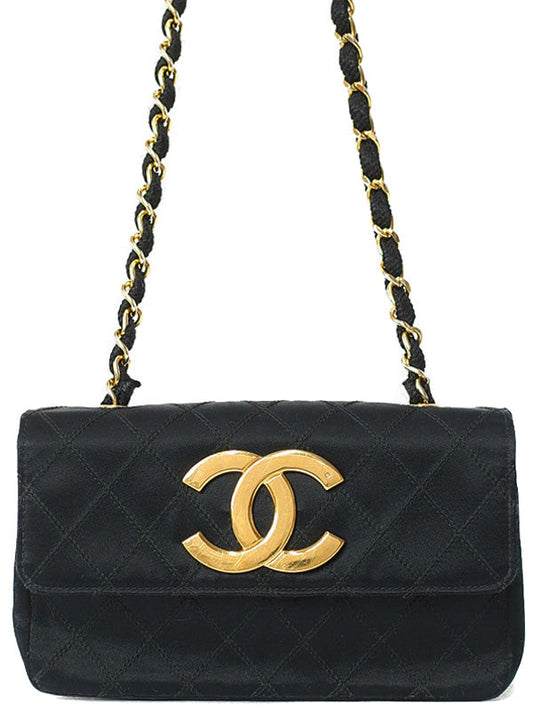 Chanel Bicolore Coco Mark Chain Shoulder Bag Black