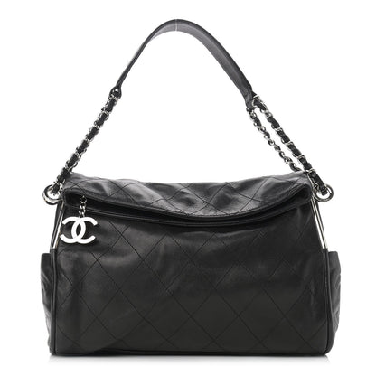 Lambskin Stitched Medium Ultimate Soft Tote Black