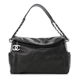 Lambskin Stitched Medium Ultimate Soft Tote Black